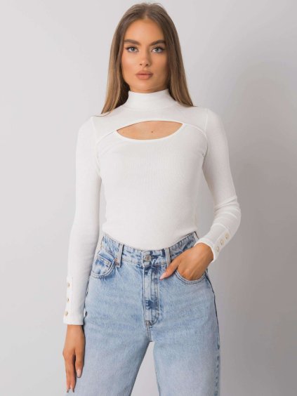 Krém női póló kivágással