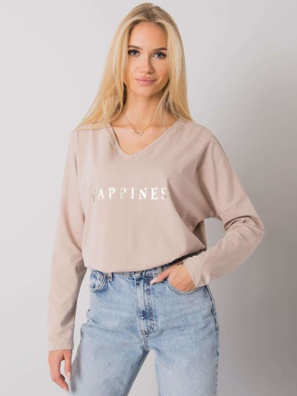 Bézs női póló felirattal