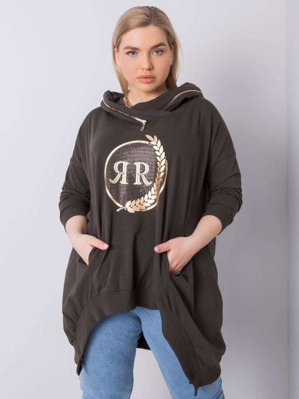 Khaki női pulóver felirattal