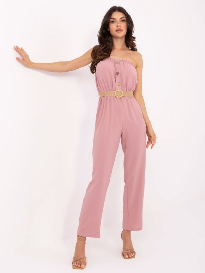 Női rózsaszín overál övvel