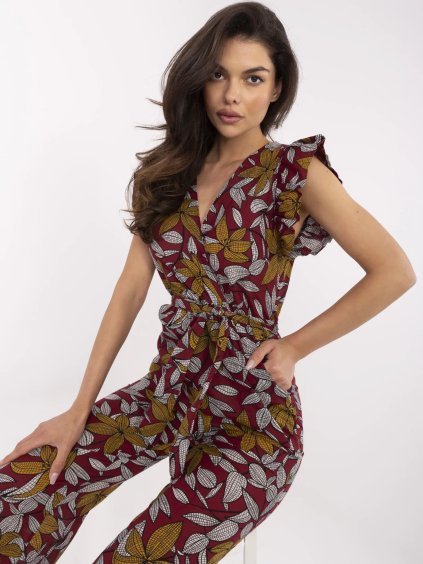 Bordó mintás hosszú overall