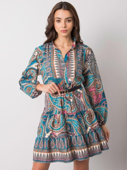 Kék női mintás miniruha