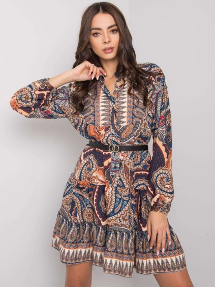 Sötétkék női mintás miniruha