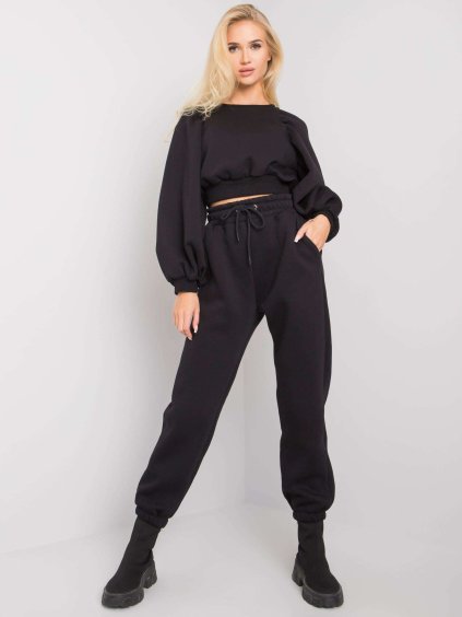 Fekete készlet redőzött ujjakkal