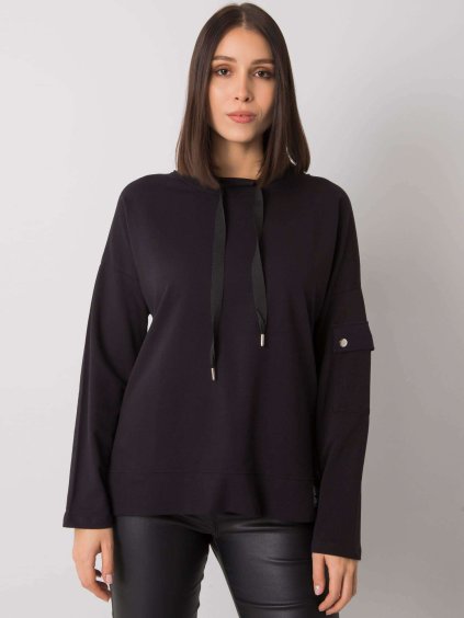 Fekete női kapucnis pulóver