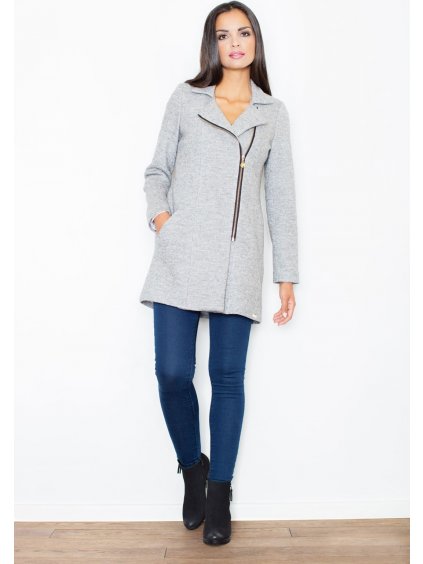 Szürke kabát rövid cipzárral