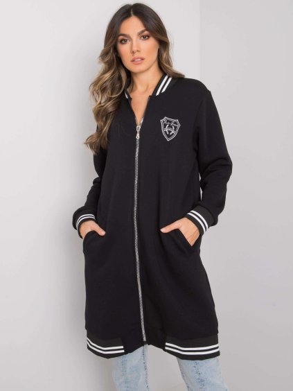 Fekete hosszú kapucnis Lucie bomber stílusú