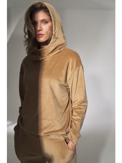 Bézs velúr pulóver