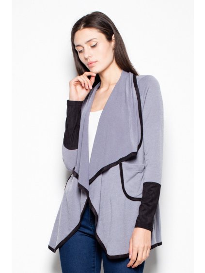 Szürke kardigán fekete elemekkel