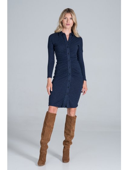 Sötétkék fodros ingruha