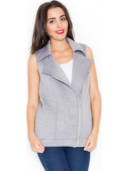 Mellény aszimmetrikus cipzárral K319 Grey