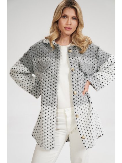 Szürke kötött ingkabát