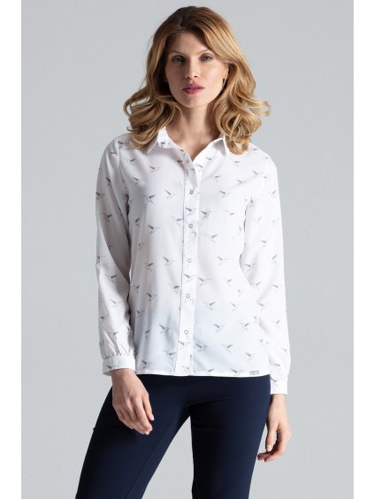 Könnyű krémszínű ing madár mintával