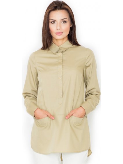 Olíva ingpóló zsebekkel