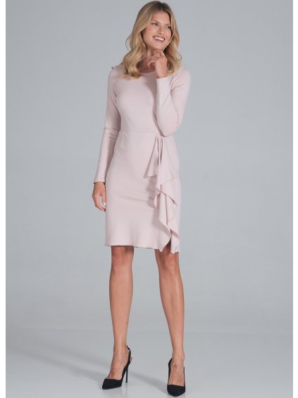 Világos rózsaszín mini ruha dekoratív fodros