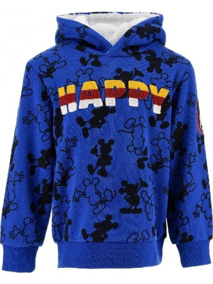 Kék Mickey Mouse-os pulóver "Happy" felirattal