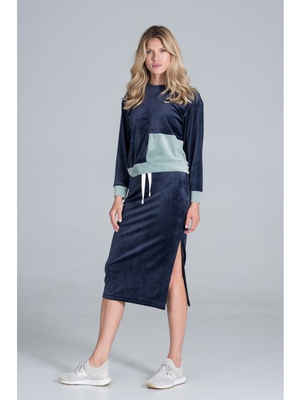 Sötétkék pulóver és szoknya szett