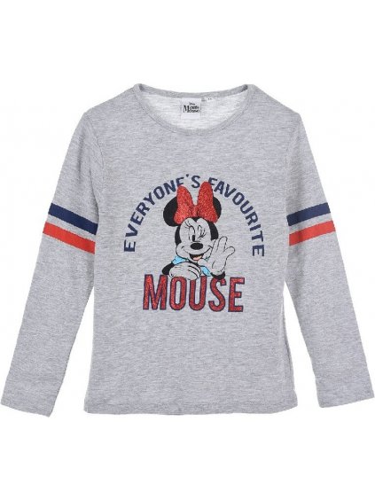 Szürke Minnie póló csillámmal és csíkokkal az ujjakon