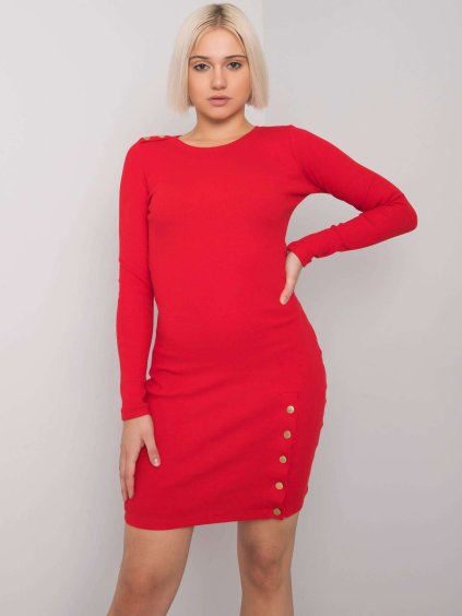 Piros mini hosszú ujjú bodycon ruha