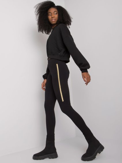 Fekete leggings Bruno arany csíkkal a combon
