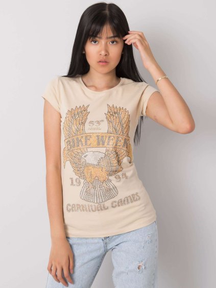 Bézs női póló kövekkel