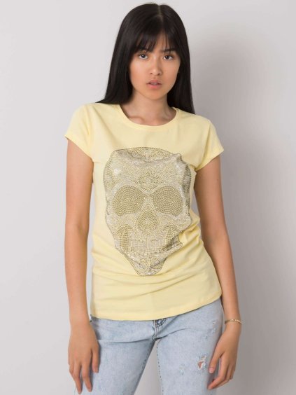Sárga női póló koponyával