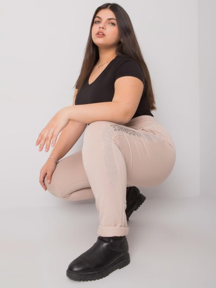 Bézs melegítőnadrág Aelis strassz csíkkal "Elegance"