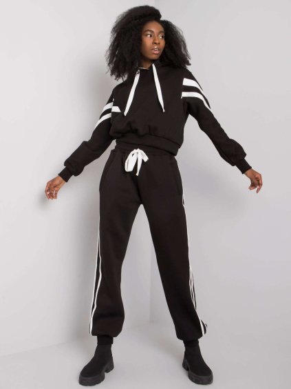 Fekete női tréningruha szett fekete csíkos