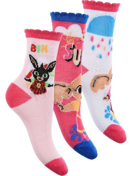 Világos rózsaszín / sötét rózsaszín / fehér lányos zokni (3 pár) - Bing