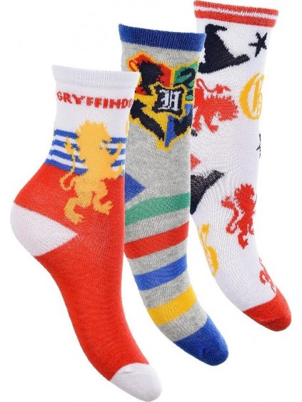 Piros / szürke / fehér fiú zokni (3 pár) - Harry Potter