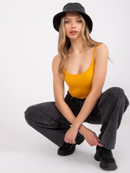 Világos narancssárga női pántos felső