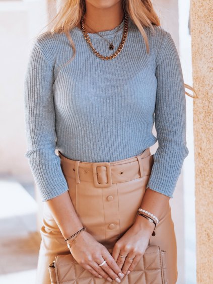 Világoskék bordás pulóver AURINA