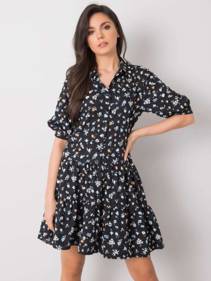 Fekete női virágos ruha