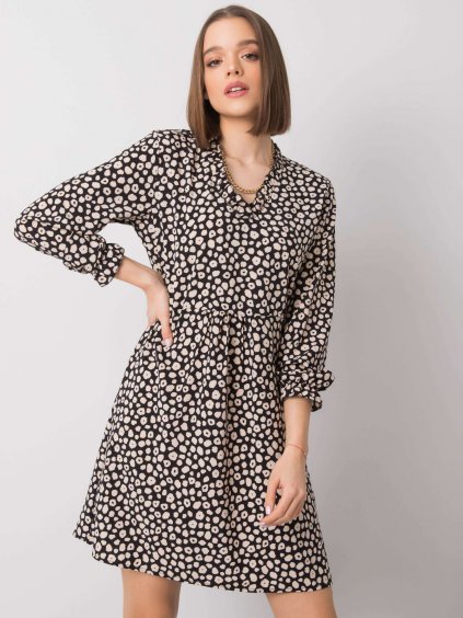 Fekete női bézs pöttyös ruha