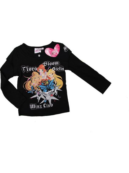 Fekete  hosszú ujjú lánypóló - Winx Club