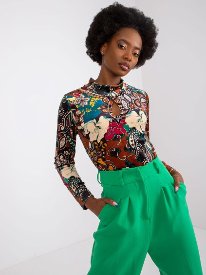 Barna velúr blúz Bologna mintákkal