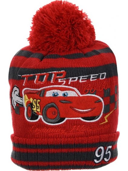 Cars - piros téli sapka pompommal