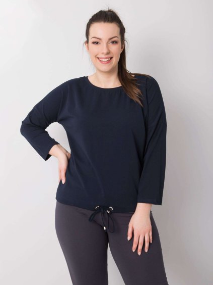 Sötétkék női blúz megköthető derekánál