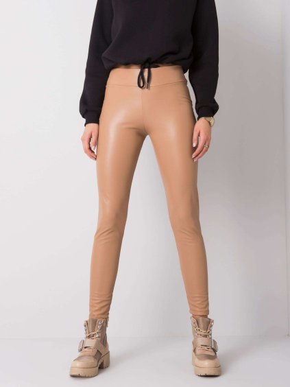 Világosbarna női fényes leggings