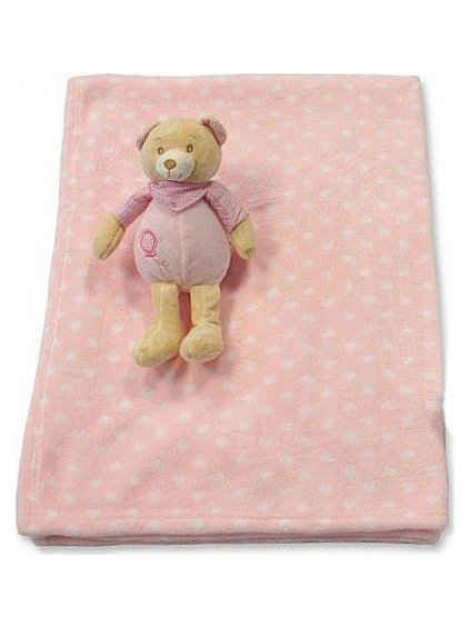 Rózsaszín lányos szett: takaró + mackó