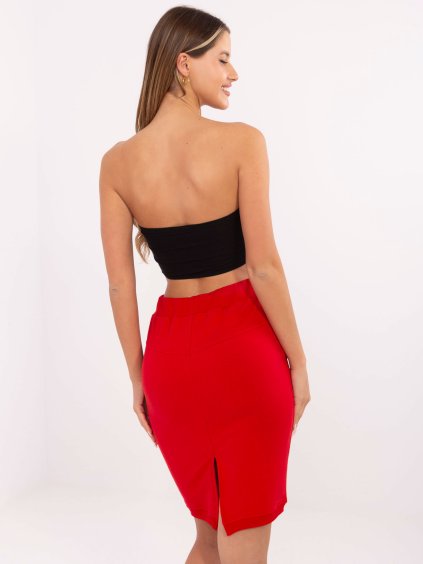 Piros női szoknya zsebekkel és húzózsinórral