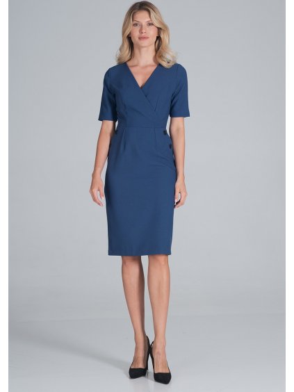 Kék midi ceruzaruha gombokkal