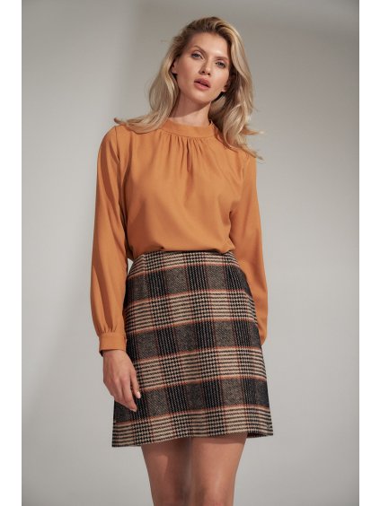 Karamell színű női elegáns blúz