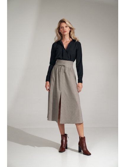 Szürke kockás midi szoknya