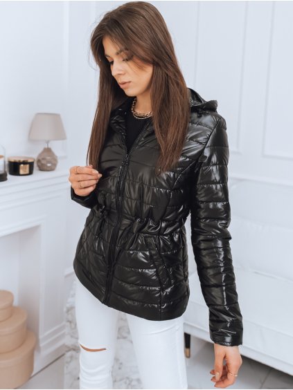 Fekete fényes steppelt kabát TARINA