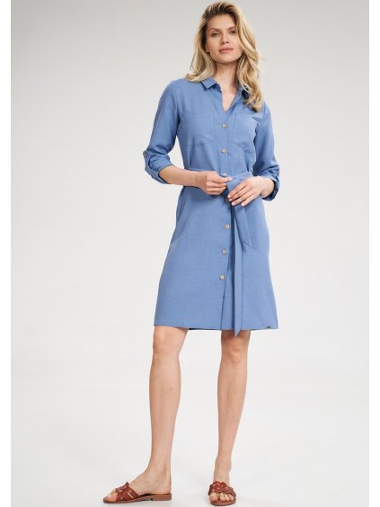 Női kék gombos ruha