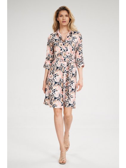 Női  leopárdmintás gombos ruha