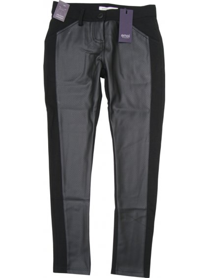 Emoi fekete lány leggings öko bőr részekkel