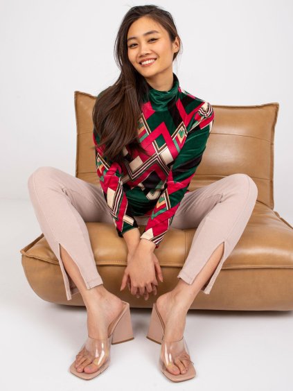 Zöld-rózsaszín velúr garbó Biloxi