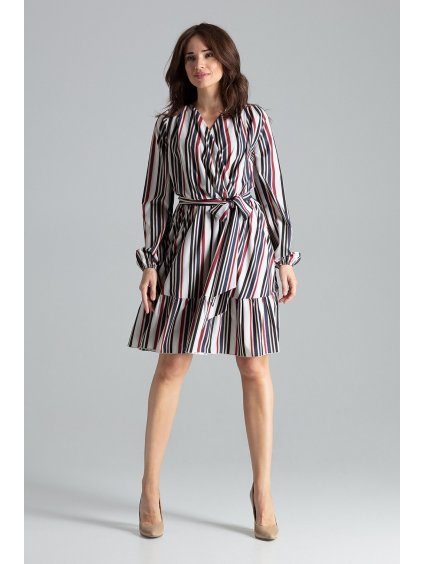 Elegáns fodros mintás ruha